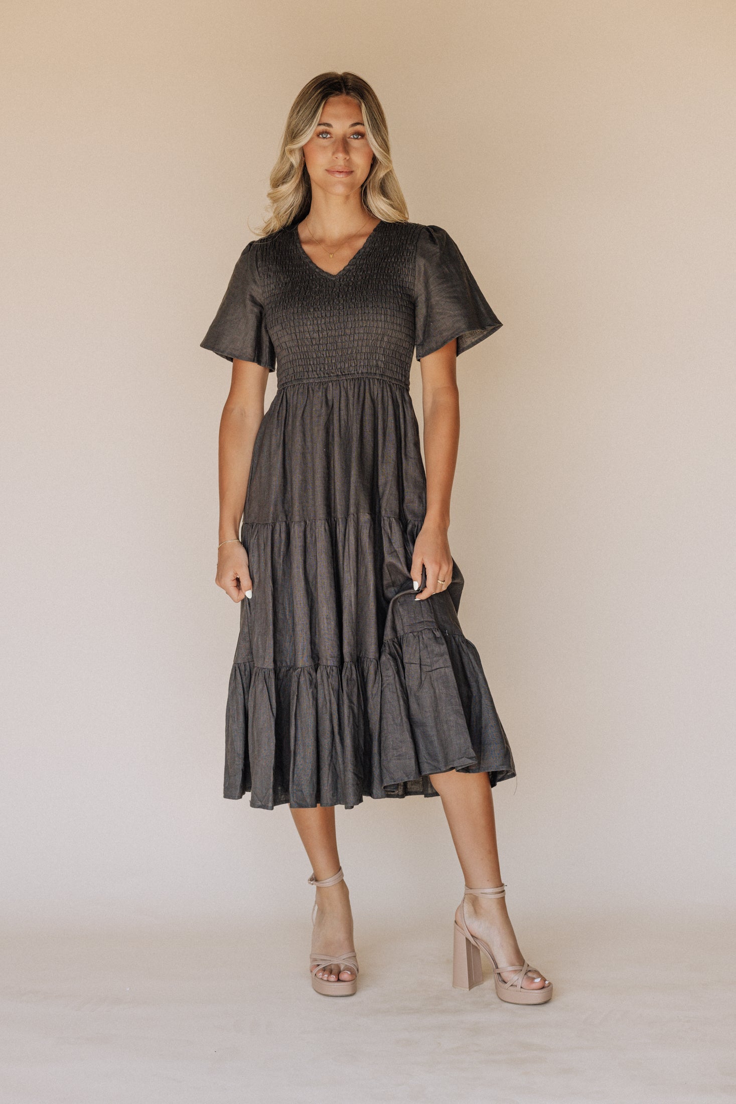 Tayla Linen Cotton Dress in Black – Petals And Promises Prom