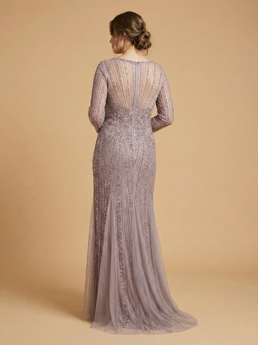 Lara High Neck Beaded Gown