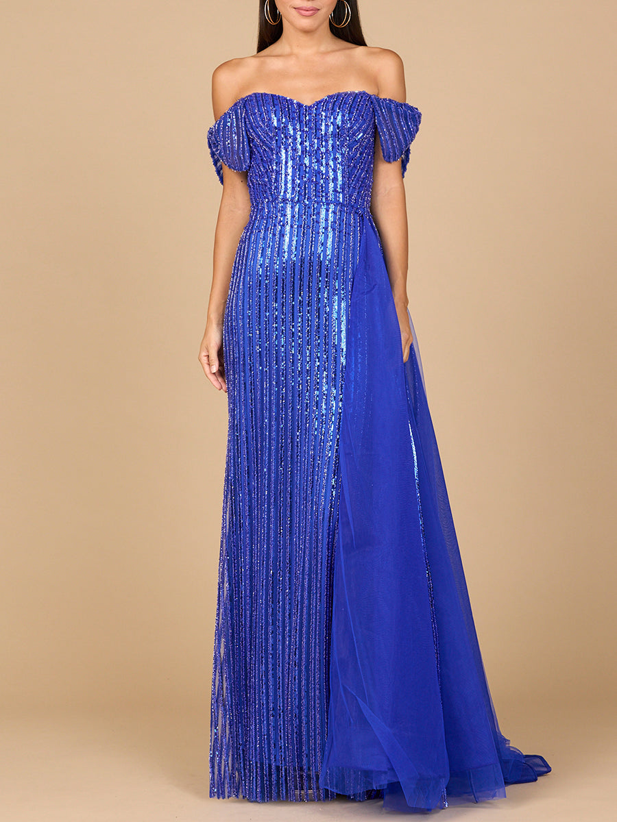 fitted off the shoulder prom dress Portia And Scarlett 22011 Fitted Long Sleeve Dress