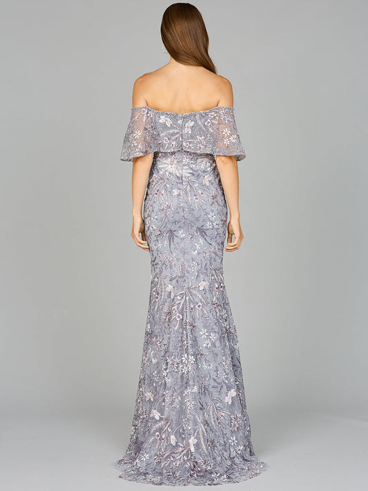 Elegant Off Shoulder Embellished Gown