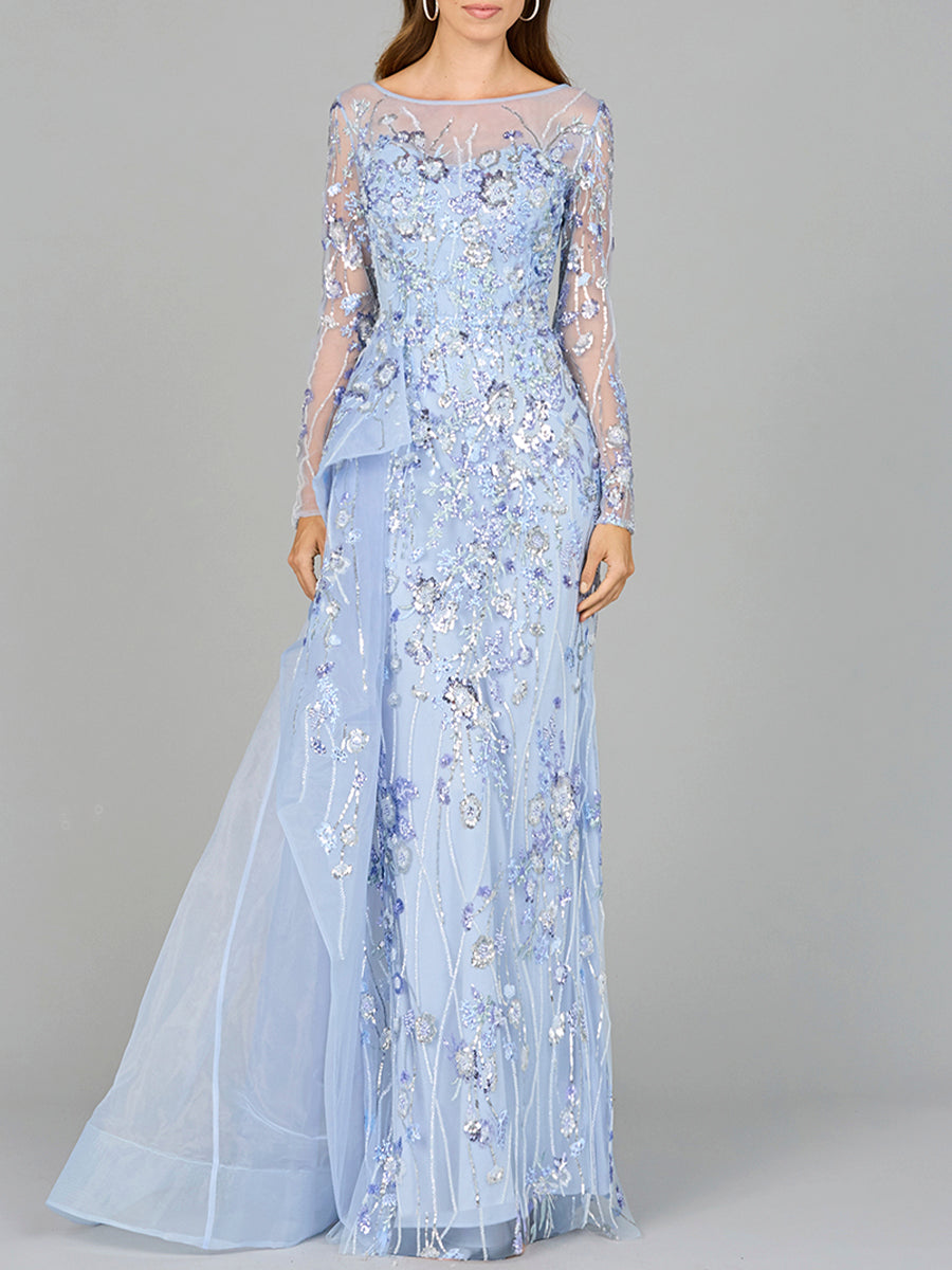 Asymmetrical Overlay Gown with Sleeves Petals And Promises Prom Asymmetrical Overlay Gown with Sleeves Petals And Promises Prom