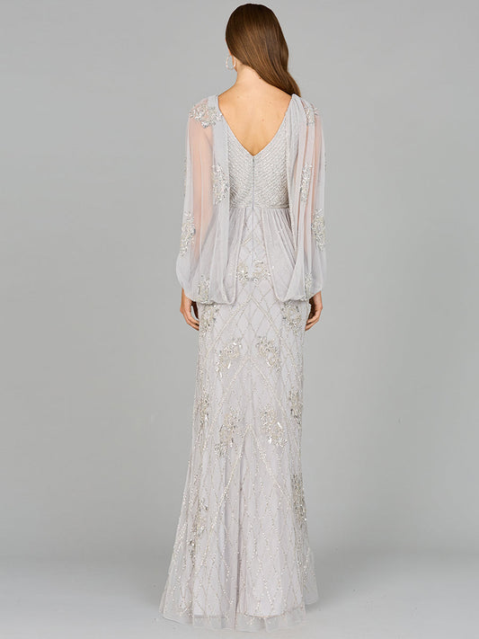 Beaded Cape Sleeve Dress