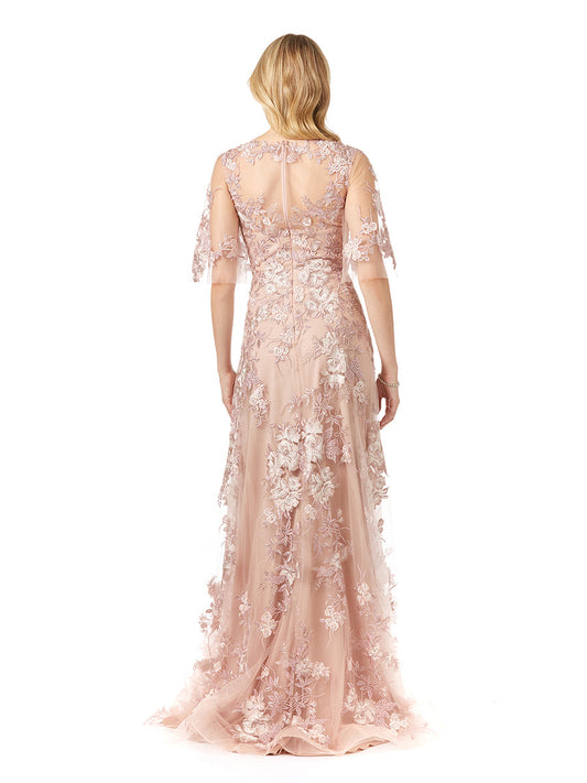 Cape Sleeve Lace Modest Gown