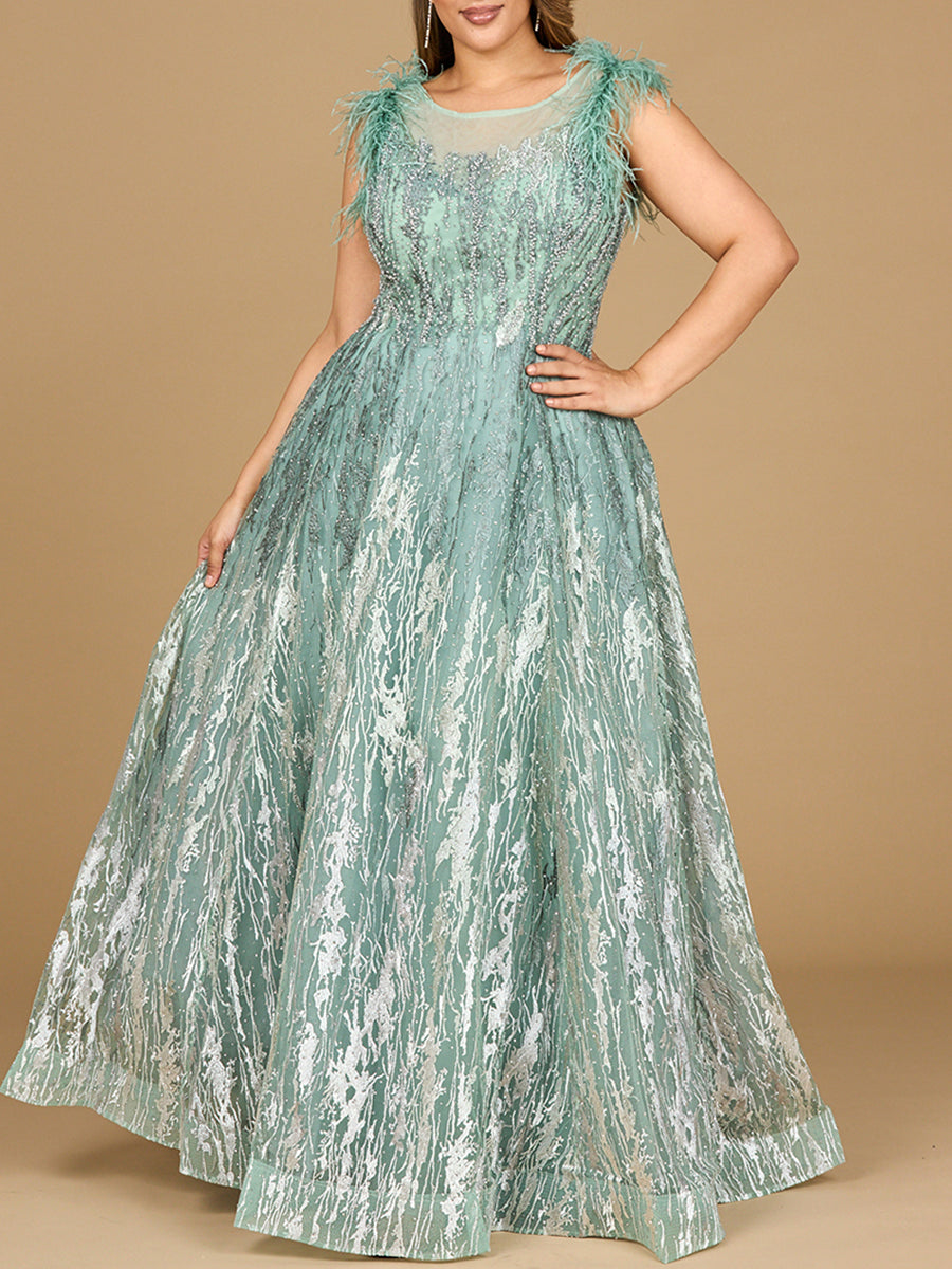 Lace ballgown with Feather Cap Sleeves  Petals And Promises Prom