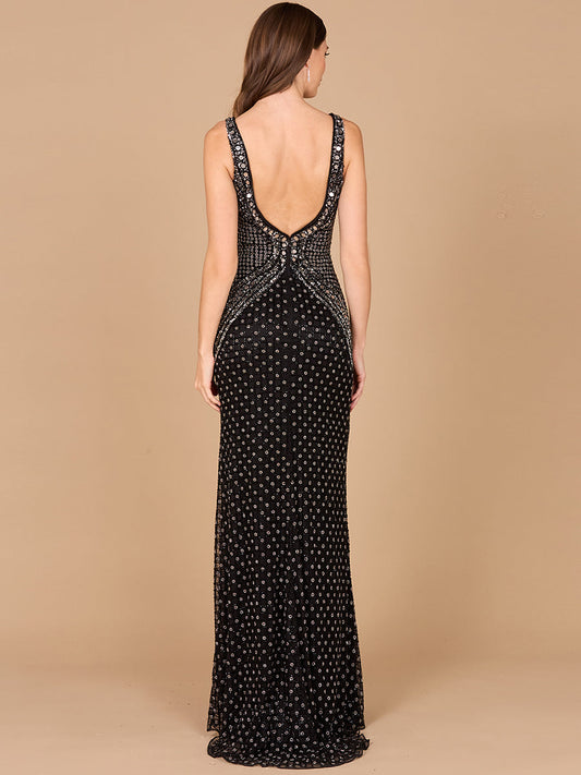 Show-stopping Embellished Long Dress with Thigh High Slit
