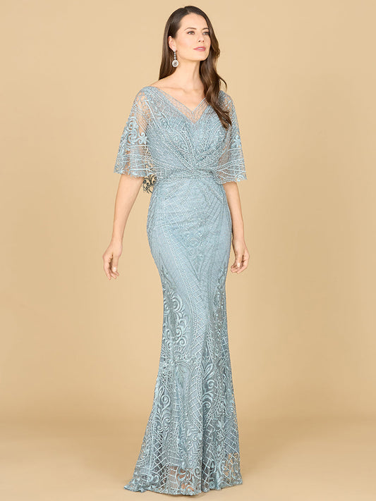Cape Sleeve Mermaid Gown