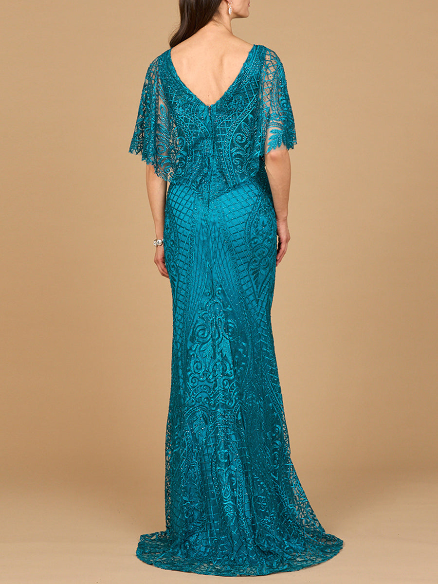Cape Sleeve Mermaid Gown