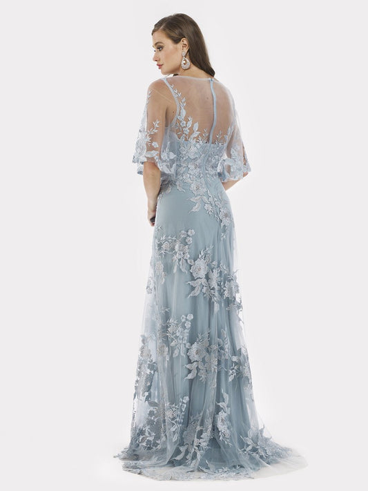 Lara 29772 - Cape Sleeves A-line Lace Gown