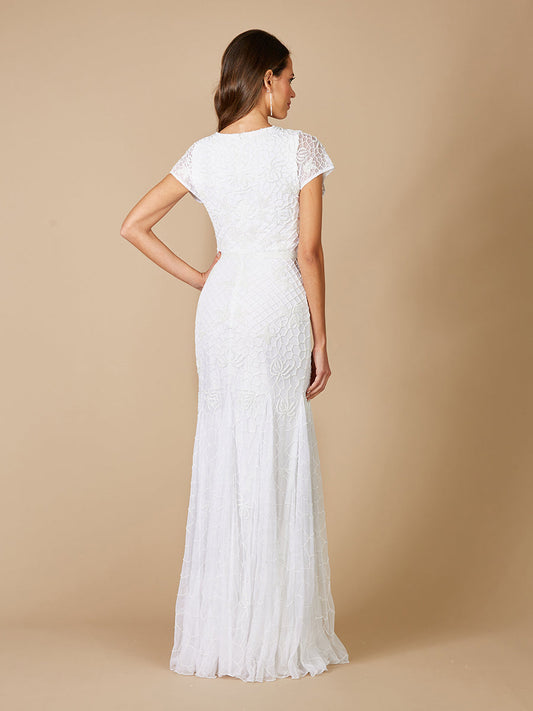 Lara Gale High-Neck Beaded Wedding Dress