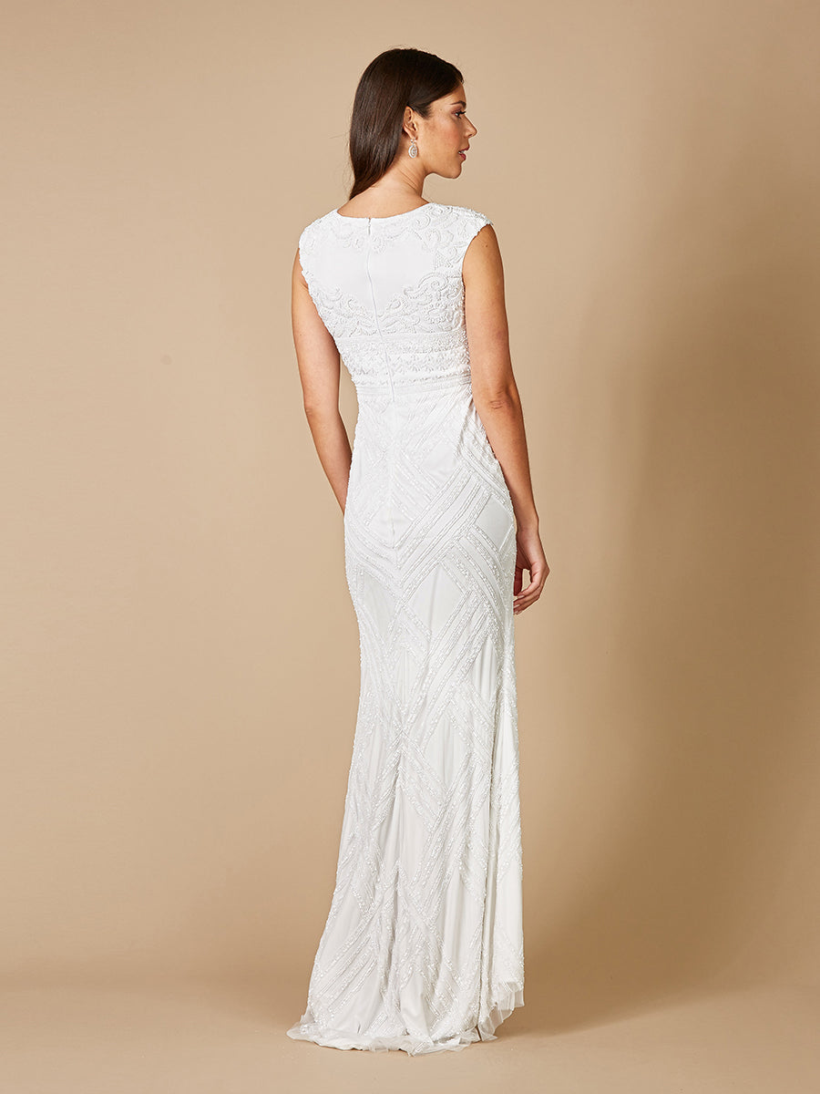 Fabiana Cap Sleeve Beaded Gown