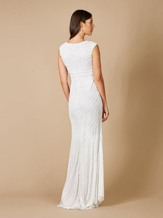 Fabiana Cap Sleeve Beaded Gown
