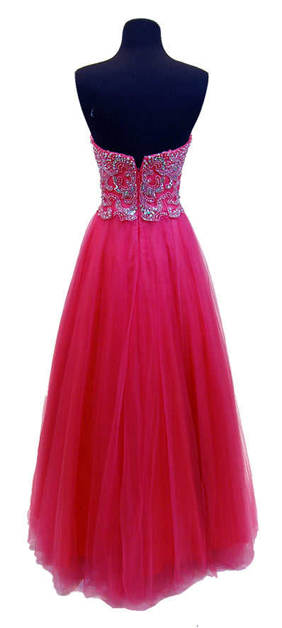 Salmon Strapless Tulle Ballgown