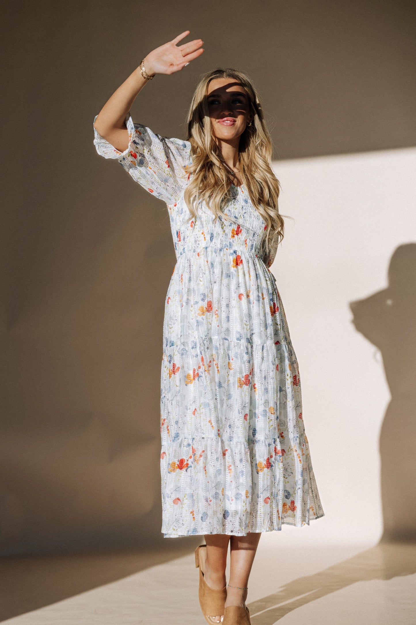 Cypress Midi Dress in Blue Floral - Plus