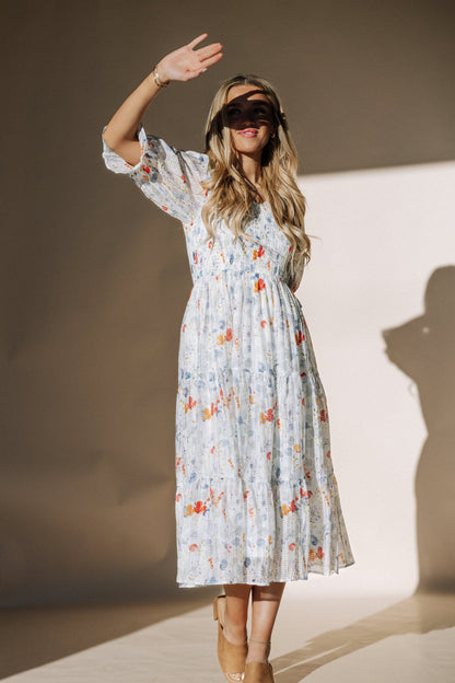 Cypress Midi Dress in Blue Floral - Plus