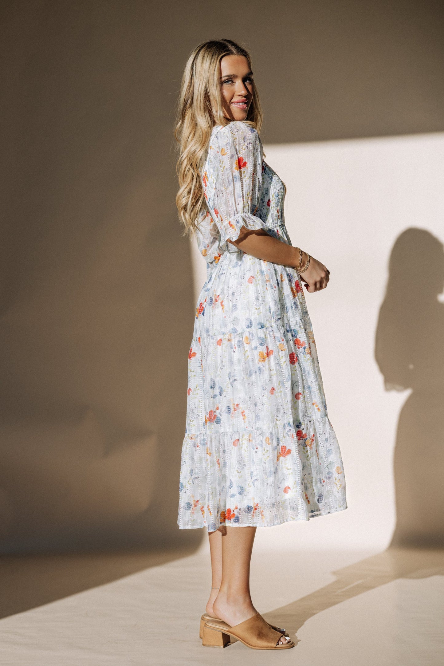 Cypress Midi Dress in Blue Floral - Plus