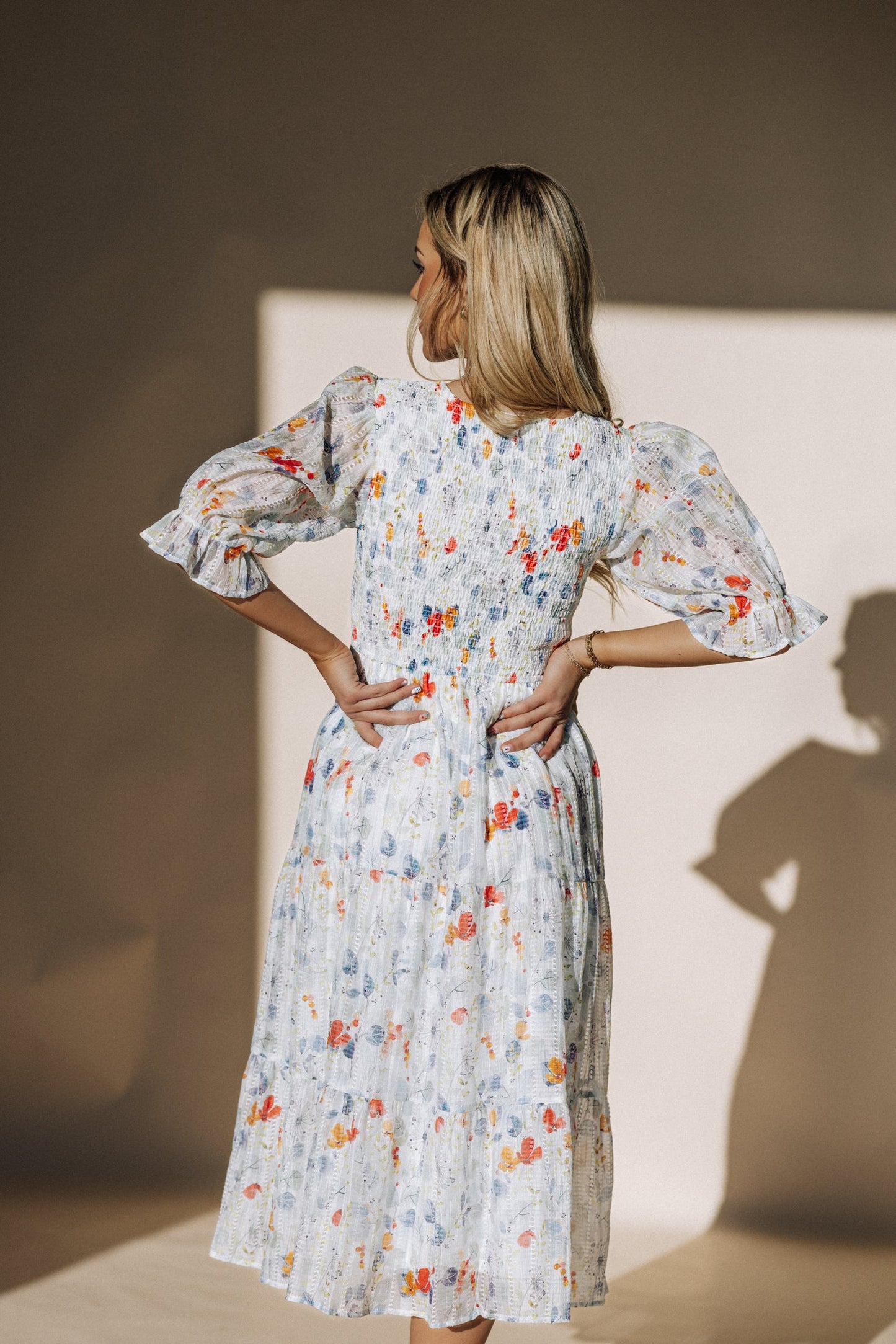 Cypress Midi Dress in Blue Floral - Plus