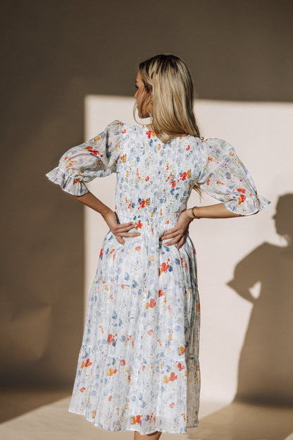 Cypress Midi Dress in Blue Floral - Plus