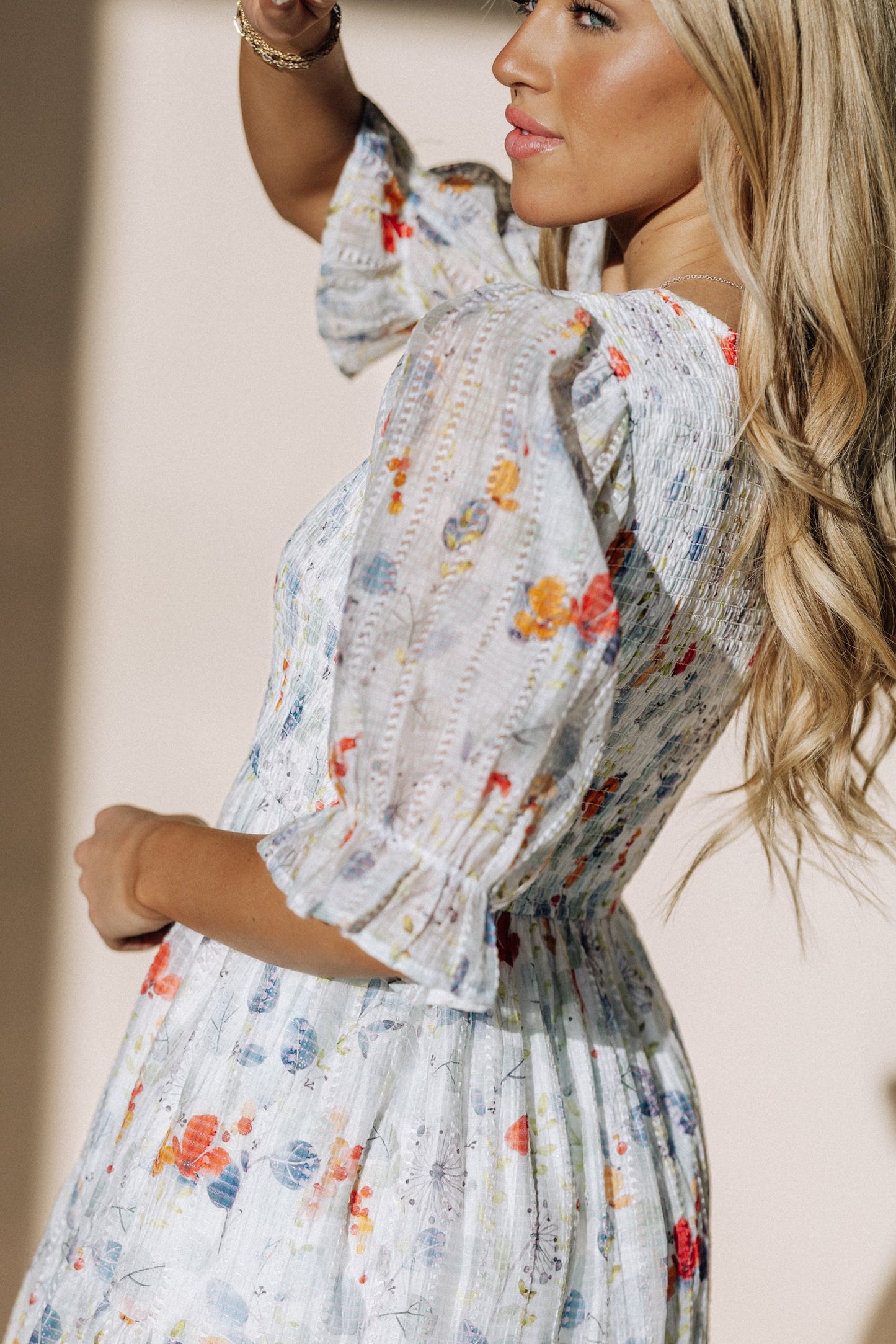 Cypress Midi Dress in Blue Floral - Plus