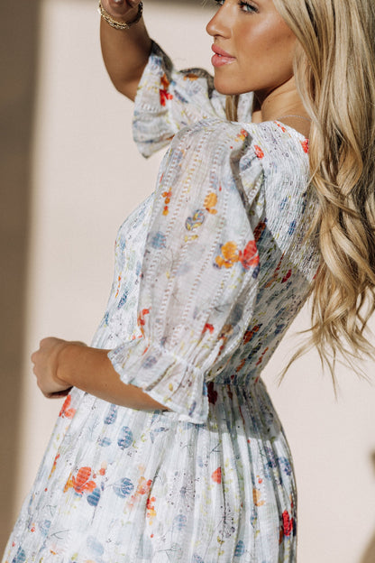 Cypress Midi Dress in Blue Floral - Plus