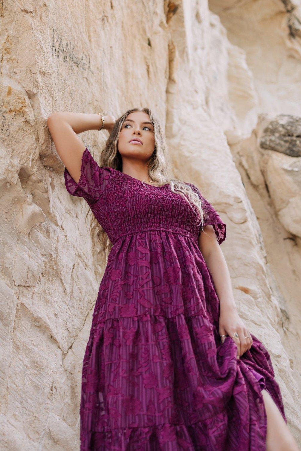 Tayla Dress in Maroon