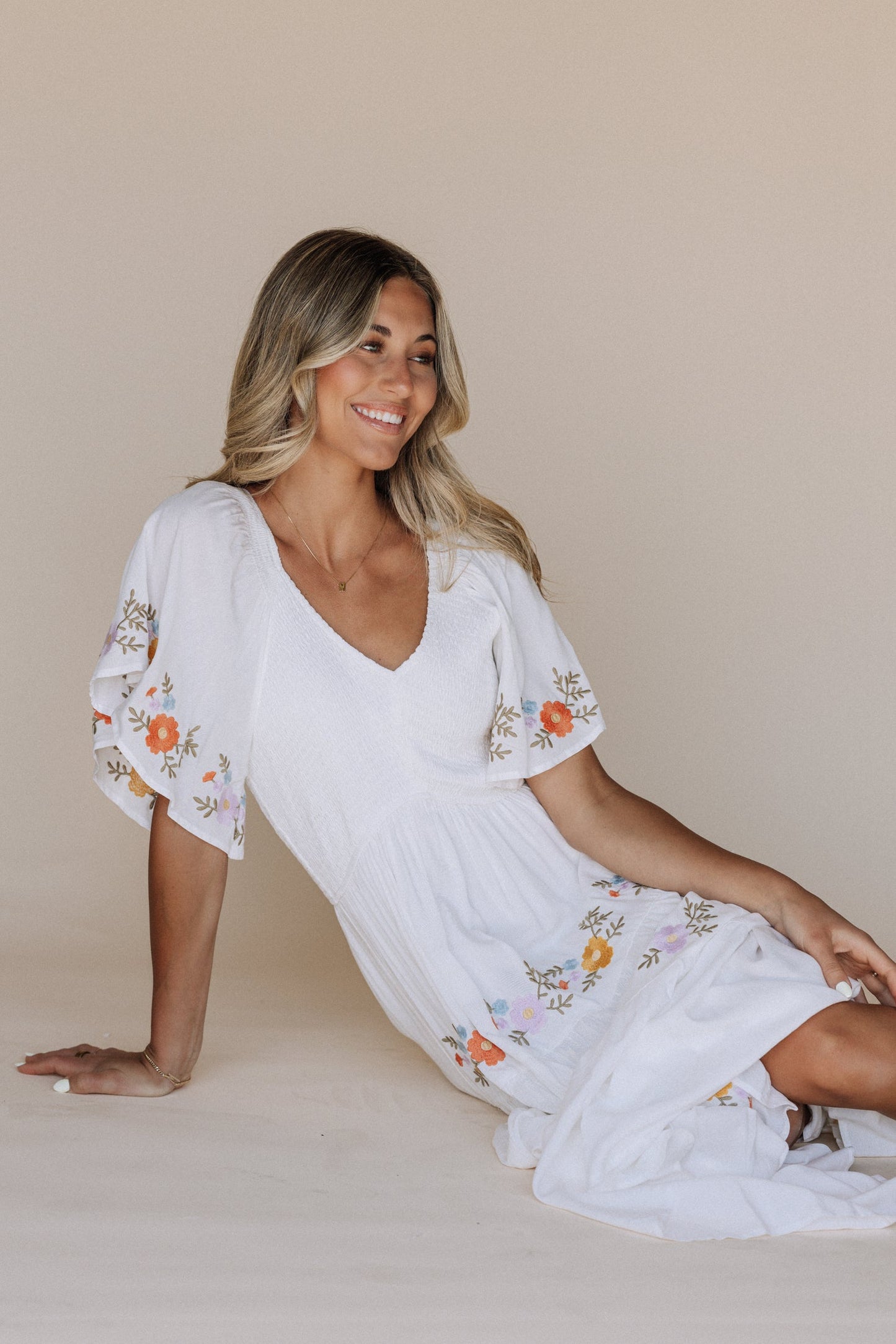 Sicily Embroidered Midi Dress