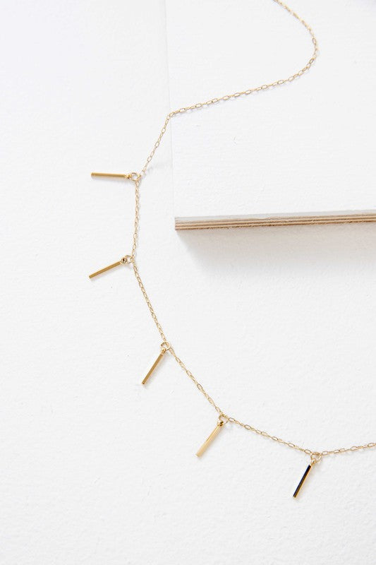 Bar Tassel Drop Necklace Gold