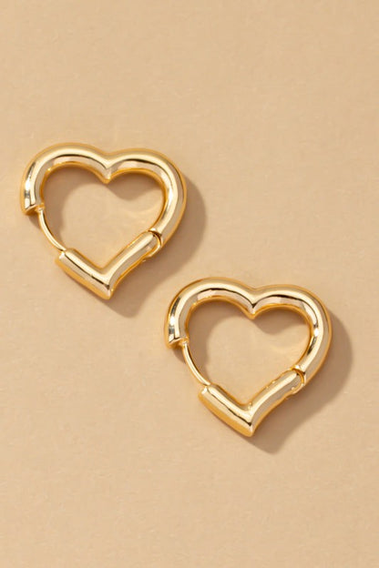 Heart shape hinged huggie hoop earrings