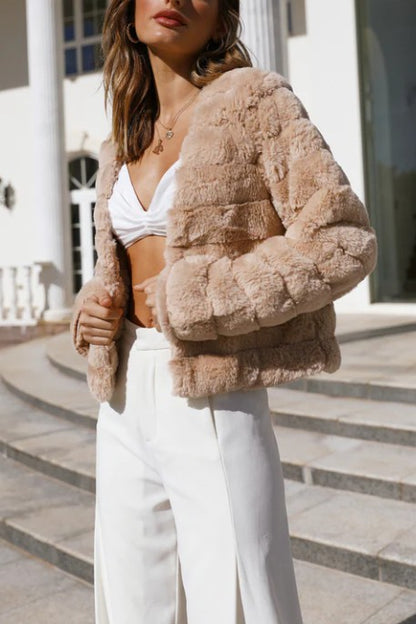 White Faux Fur Cop Jacket