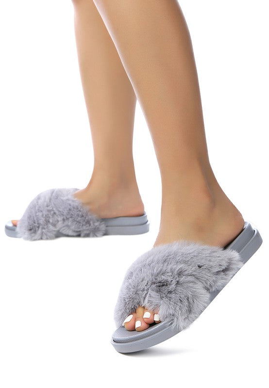 HOMEY FUR SLIP-ON FLATS