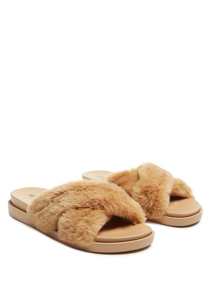 HOMEY FUR SLIP-ON FLATS