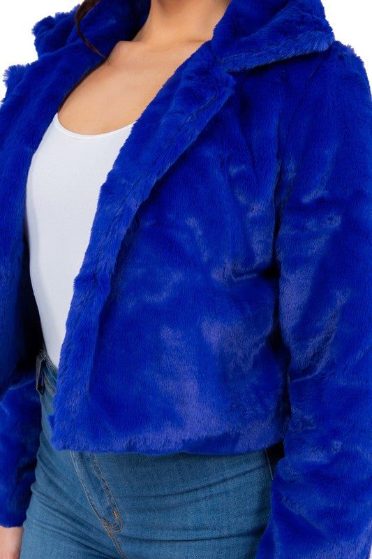 Royal Blue FAUX FUR TEDDY JACKET