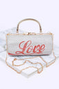 LOVE Rhinestone Convertible Box Clutch