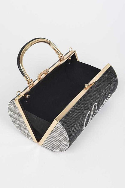 LOVE Rhinestone Convertible Box Clutch