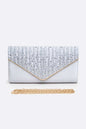 Crystal Pave Pleated Satin Clutch Bag