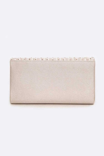 Crystal Pave Pleated Satin Clutch Bag