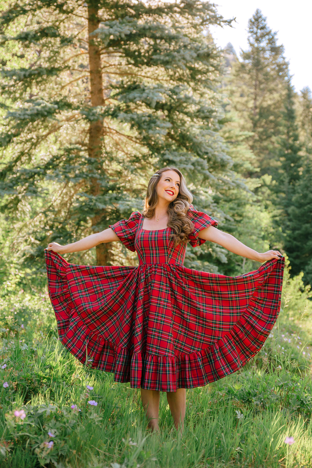 Novella Dress in Red Plaid