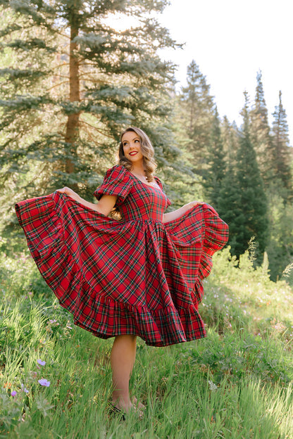 Novella Dress in Red Plaid