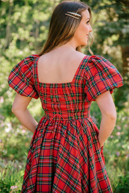 Novella Dress in Red Plaid