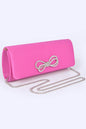 Rhinestone Bow Satin Clutch Bag