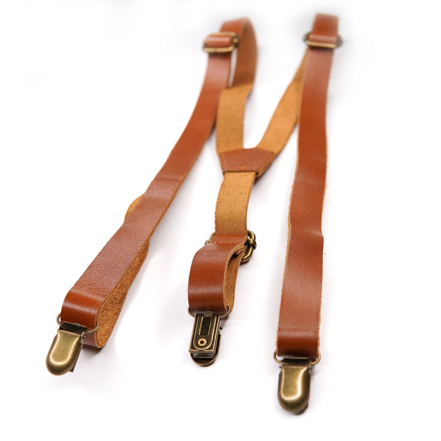 Tan Leather Suspenders - Choose your size