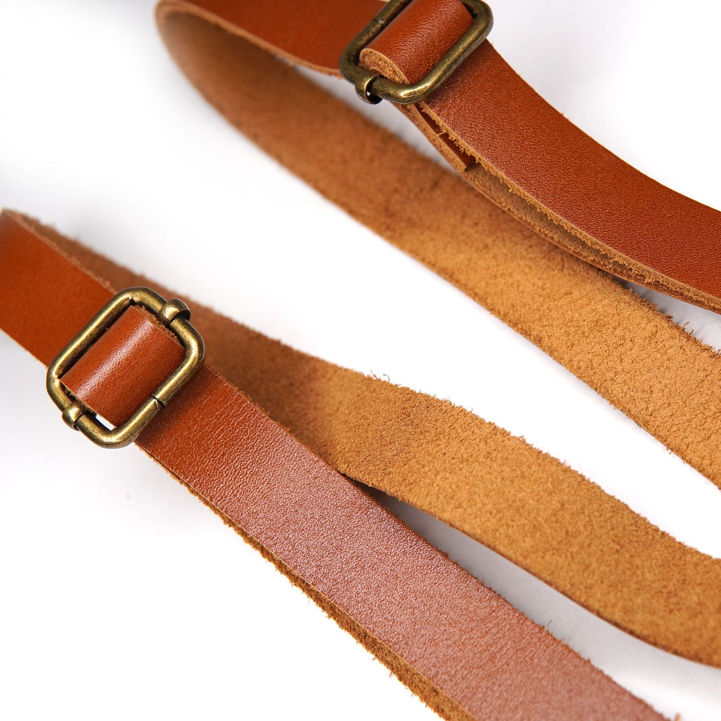 Tan Leather Suspenders - Choose your size