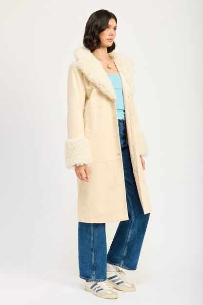 FAUX FUR MID TRENCH COAT