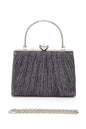 Diamond Clasp Top Handle Pleated Box Clutch