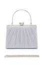 Diamond Clasp Top Handle Pleated Box Clutch