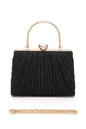 Diamond Clasp Top Handle Pleated Box Clutch