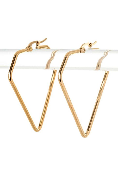 Stainless Steel Triangle Hoop Earrings