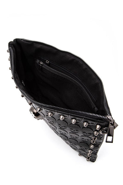 Skull Studs Convertible Crossbody Clutch Swing Bag