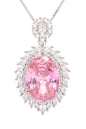 Oversize Pink CZ Pendant Necklace