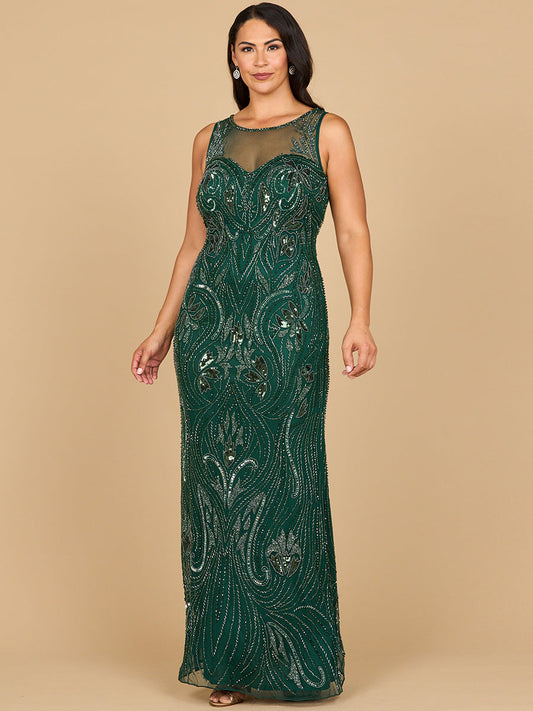 Beaded High Neckline Gown