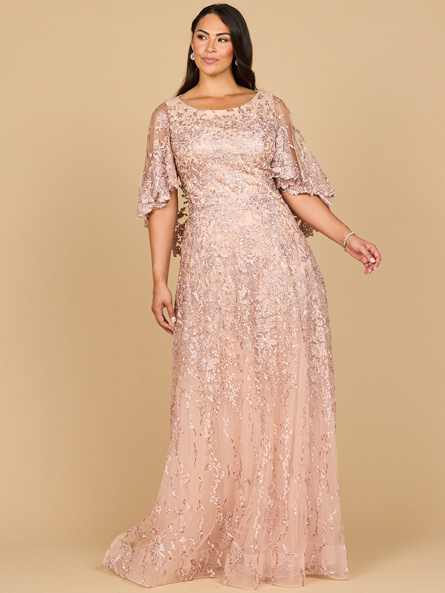 Cape Sleeve Modest Gown